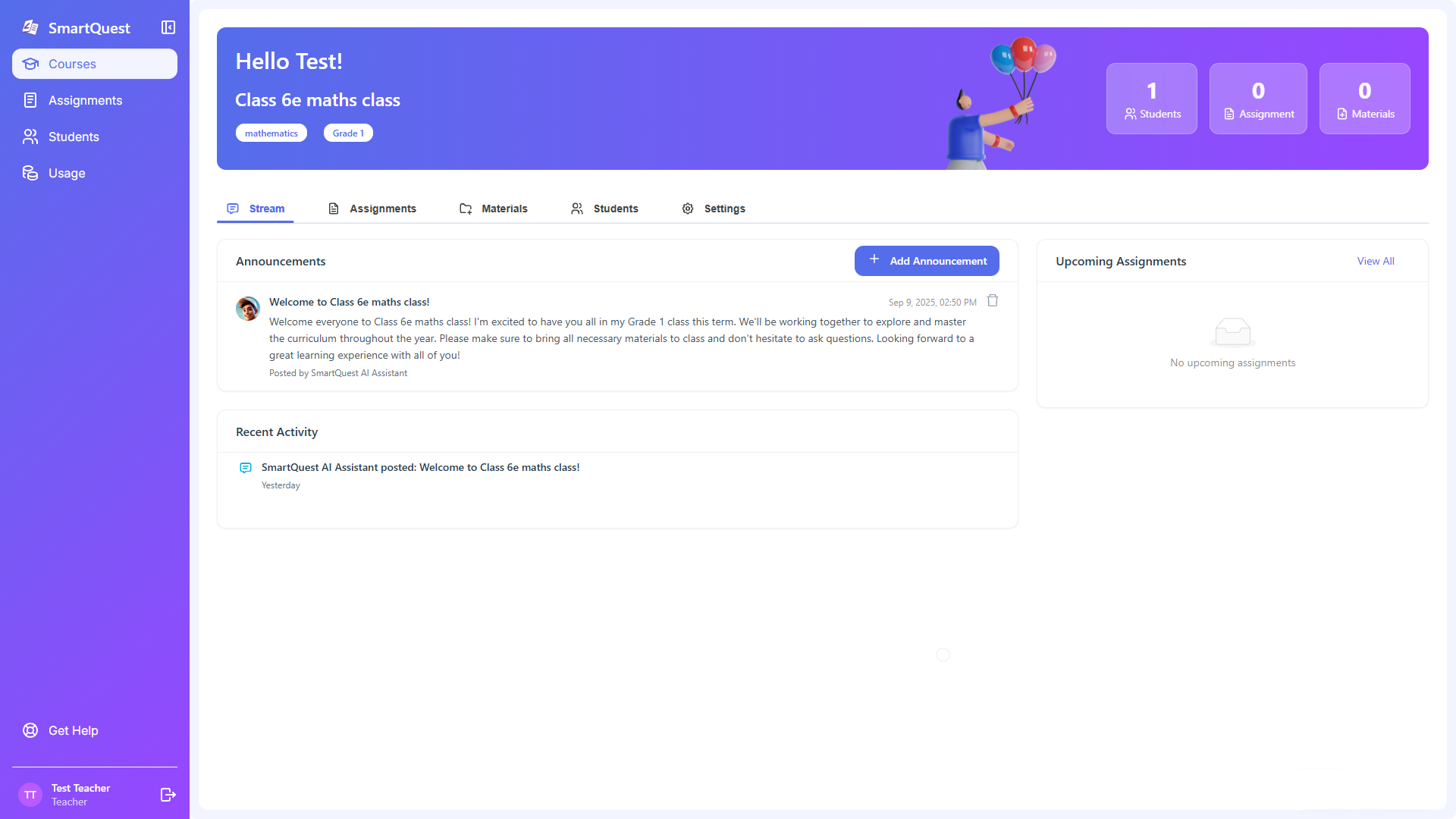 SmartQuest LMS Interface
